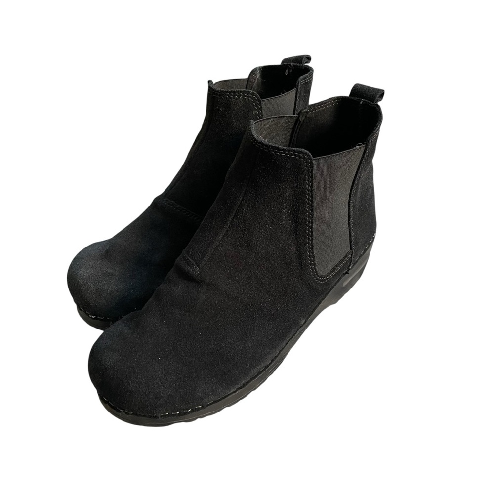 Sanita Black Suede Clog Ankle Boots 39